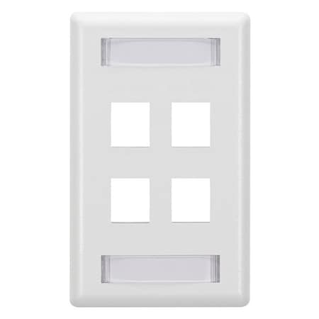 Black Box Gigastation2 Wallplate, 4-Port Single-Gang, White WPT476